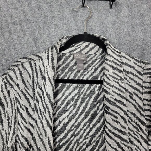 ADDITIONS BY CHICOS Silver Black Zebra Animal Print Cardigan SIZE 3 US XL 16 - Picture 3 of 10